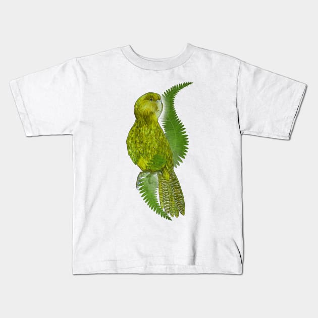 New Zealand Kakapo Kids T-Shirt by MoanaMatron